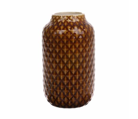 HK-living Vase brun glaseret keramik 10x10x18cm