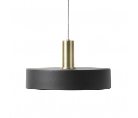 Ferm Living Hanging lamp Record Low black brass colored gold metal