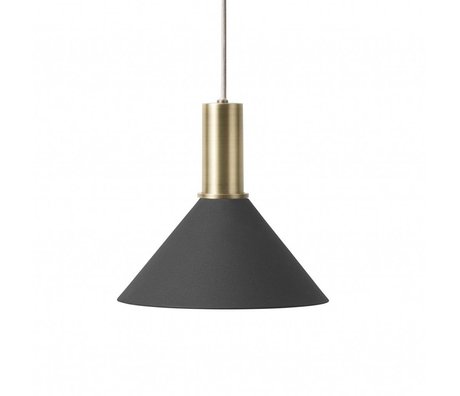 Ferm Living Hanging lamp Cone Low black brass colored gold metal