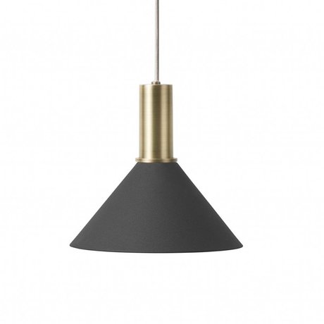 Ferm Living Lampada a sospensione Cono Basso in ottone nero color oro metallizzato