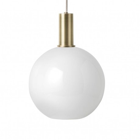 Ferm Living Pendelleuchte Opal Sphere Low weiß Glas messingfarben goldfarben Metall