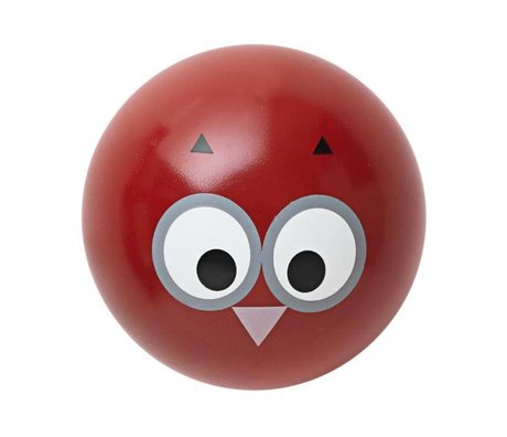 Ferm Living Ganchos de pared gancho 'búho' de madera roja Ø5cm