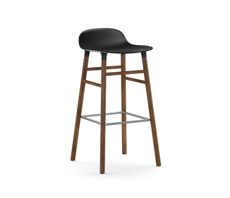 Normann Copenhagen Bar chair shape black brown plastic wood 45x45x87cm