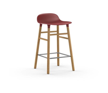 Normann Copenhagen Tabouret forme 43x42,5x77cm de chêne en plastique rouge brun