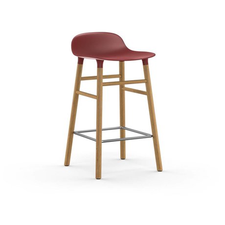 Normann Copenhagen Tabouret forme 43x42,5x77cm de chêne en plastique rouge brun