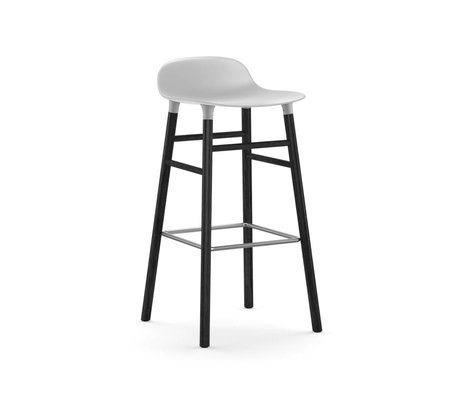 Normann Copenhagen Bar chair shape white black plastic wood 53x45x87cm
