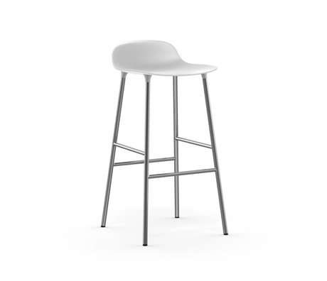 Normann Copenhagen Tabouret forme plastique blanc chrome 53x45x87cm