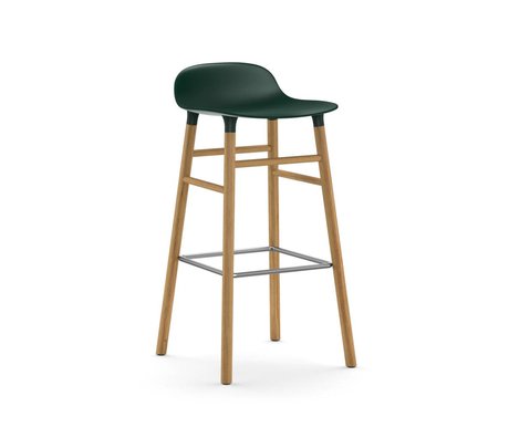 Normann Copenhagen Bar chair shape green brown plastic oak 45x45x87cm