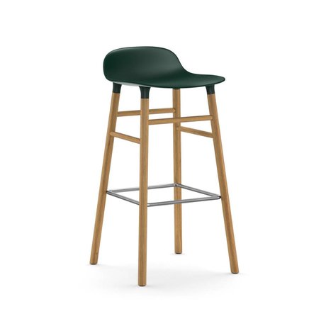 Normann Copenhagen Bar chair shape green brown plastic oak 45x45x87cm