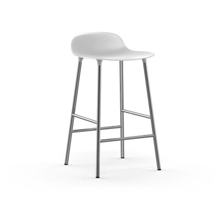 Normann Copenhagen Bar chair shape white plastic chrome 43x42,5x77cm