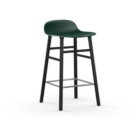 Normann Copenhagen forme Tabouret bois vert en plastique noir de 43x42,5x77cm