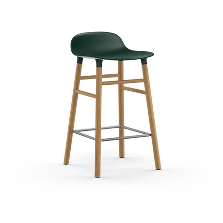 Normann Copenhagen Barstuhl Form grün braun Kunststoff Eiche 43x42,5x77cm