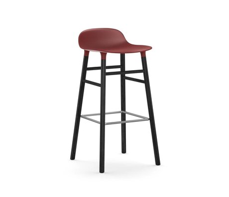 Normann Copenhagen Bar chair shape red black plastic wood 53x45x87cm