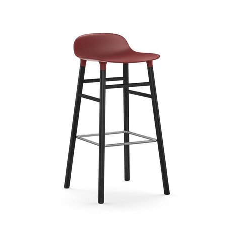 Normann Copenhagen Bar chair shape red black plastic wood 53x45x87cm