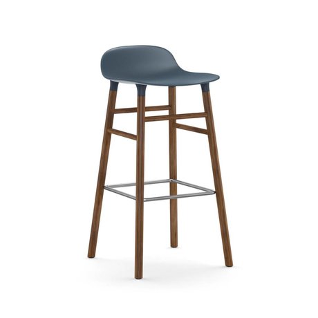 Normann Copenhagen Bar chair shape blue brown plastic wood 45x45x87cm