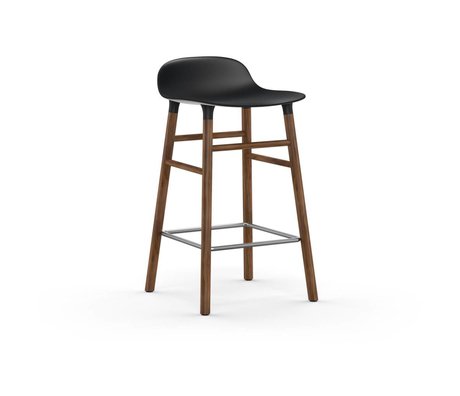 Normann Copenhagen Bar chair shape black brown plastic wood 43x42,5x77cm