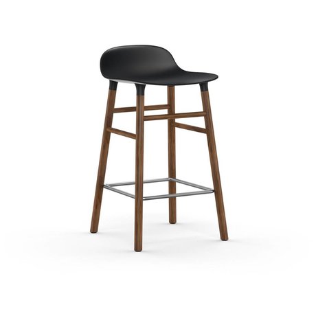 Normann Copenhagen Barstuhl Form schwarz braun Kunststoff Holz 43x42,5x77cm