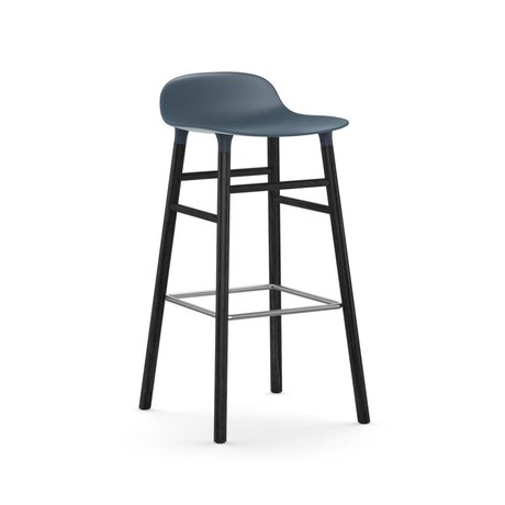 Normann Copenhagen Bar chair shape blue black plastic wood 53x45x87cm