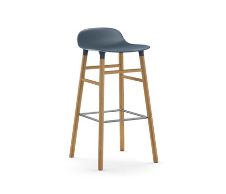 Normann Copenhagen Barstuhl Form blau braun Kunststoff Eiche 45x45x87cm