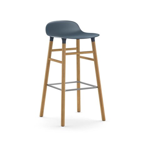 Normann Copenhagen Bar chair shape blue brown plastic oak 45x45x87cm