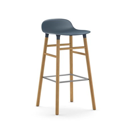 Normann Copenhagen Tabouret forme plastique bleu brun chêne 45x45x87cm