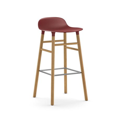 Normann Copenhagen Bar chair shape red brown plastic oak 45x45x87cm