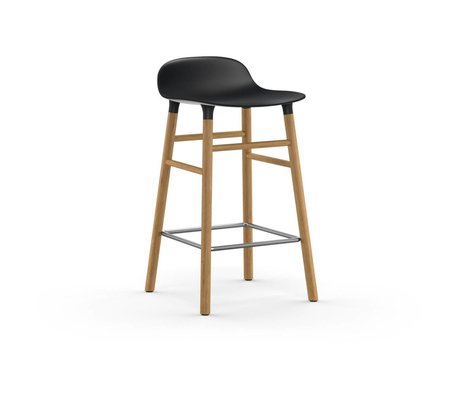 Normann Copenhagen Tabouret forme noir brun plastique chêne 43x42,5x77cm