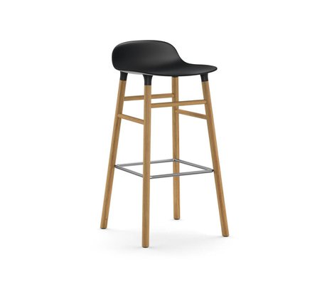 Normann Copenhagen Bar chair shape black brown plastic oak 45x45x87cm