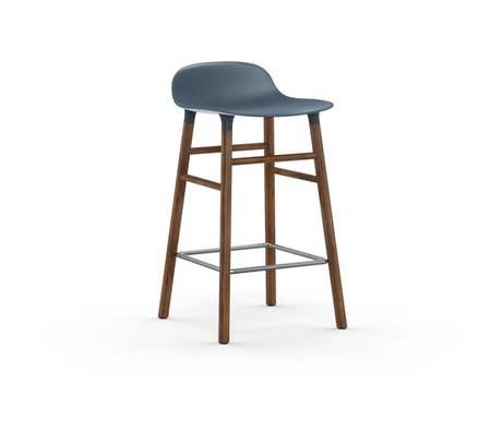 Normann Copenhagen Bar chair shape blue brown plastic wood 43x42,5x77cm