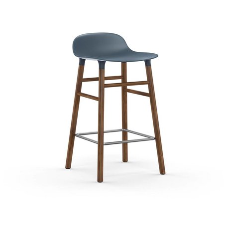 Normann Copenhagen Bar chair shape blue brown plastic wood 43x42,5x77cm