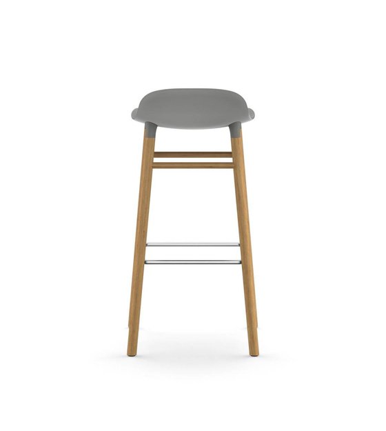 Barstool From Gray Plastic Oak Wood 87x40 8x42 2cm