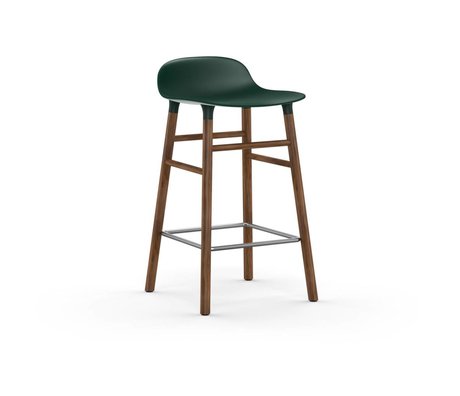 Normann Copenhagen Bar chair shape green brown plastic wood 43x42,5x77cm