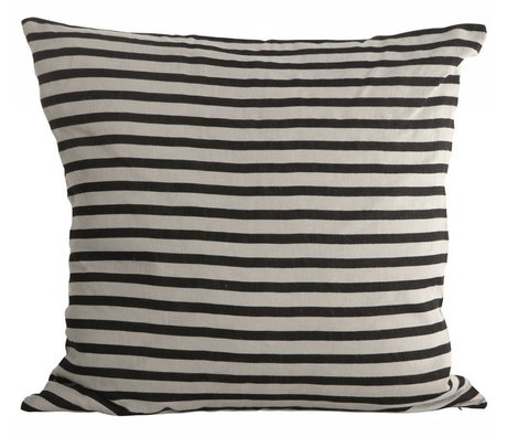 Housedoctor Pillowcase Stripes linen, black / gray, 50x50cm