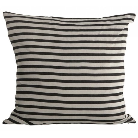 Housedoctor Pillowcase Stripes linen, black / gray, 50x50cm