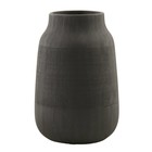 Housedoctor Groove earthenware vase, black, Ø15x22cm