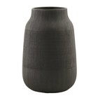 Housedoctor Groove fajance vase, sort, Ø15x22cm