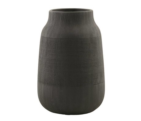 Housedoctor Groove earthenware vase, black, Ø15x22cm
