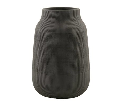 Housedoctor Groove fajance vase, sort, Ø15x22cm