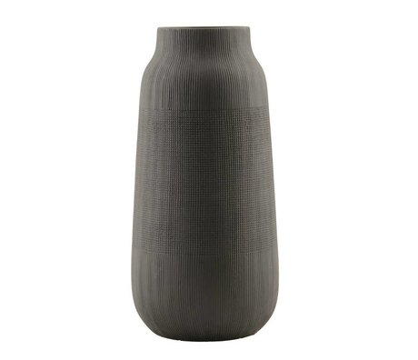 Housedoctor Groove earthenware vase, black, Ø16x35cm