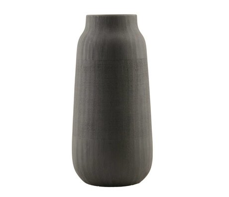 Housedoctor Groove fajance vase, sort, Ø16x35cm