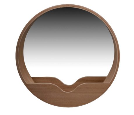 Zuiver Round Wall Mirror en chêne, Ø60x8cm