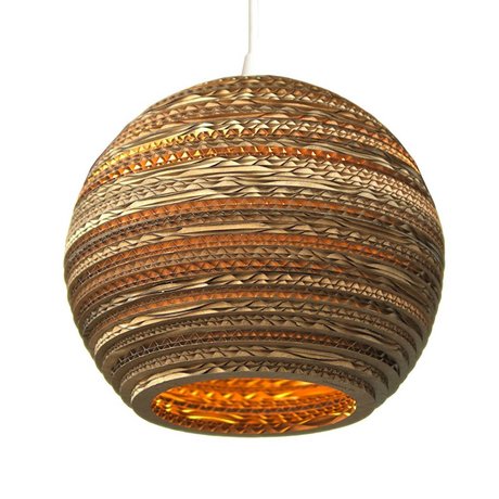 Graypants Hanging lamp Moon 10 cardboard, brown, Ø26x22cm