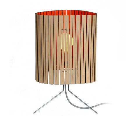 Graypants Lámpara de mesa Leland hecho de cartón, de color naranja, Ø26x47cm