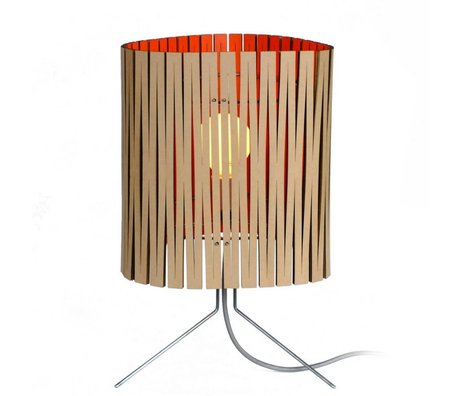 Graypants Leland bordlampe lavet af pap, orange, Ø26x47cm