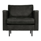BePureHome Armchair Rodeo classic black leather 83x98x88cm