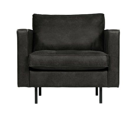 BePureHome Fauteuil Rodeo classique en cuir noir 83x98x88cm