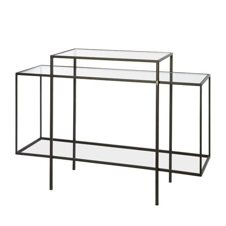 Riverdale Buffet Amaro verre en métal noir 37x120x88,5cm