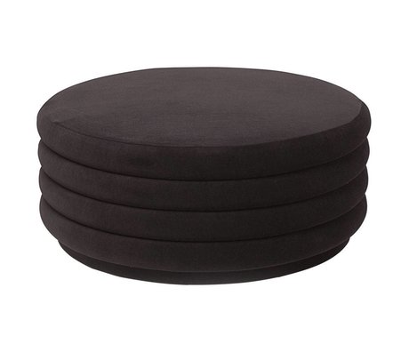 Ferm Living Pouf rond velours marron chocolat L Ø90x40cm