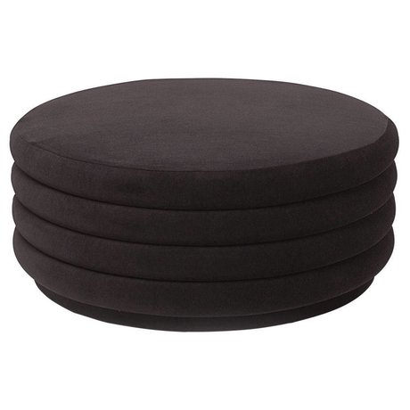 Ferm Living Pouf rond velours marron chocolat L Ø90x40cm