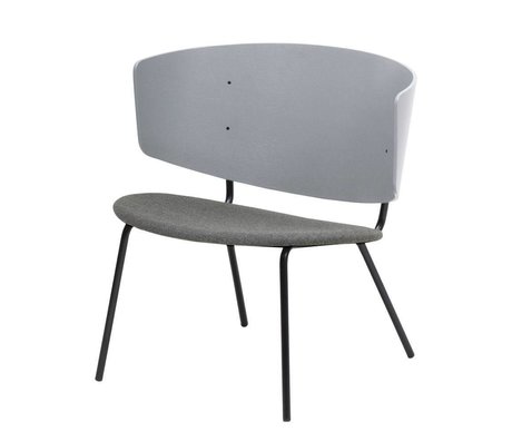 Ferm Living Chaise longue Herman rembourrée gris clair bois métal métal textile 68x60x68cm